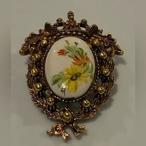 Florenza Signed Floral Brooch